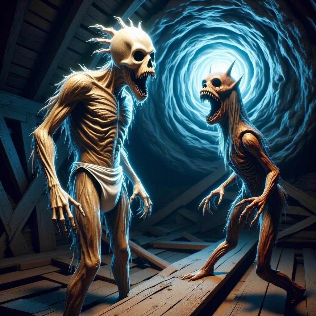 Emotive Scarecrow on Bridge in Surrealist Style