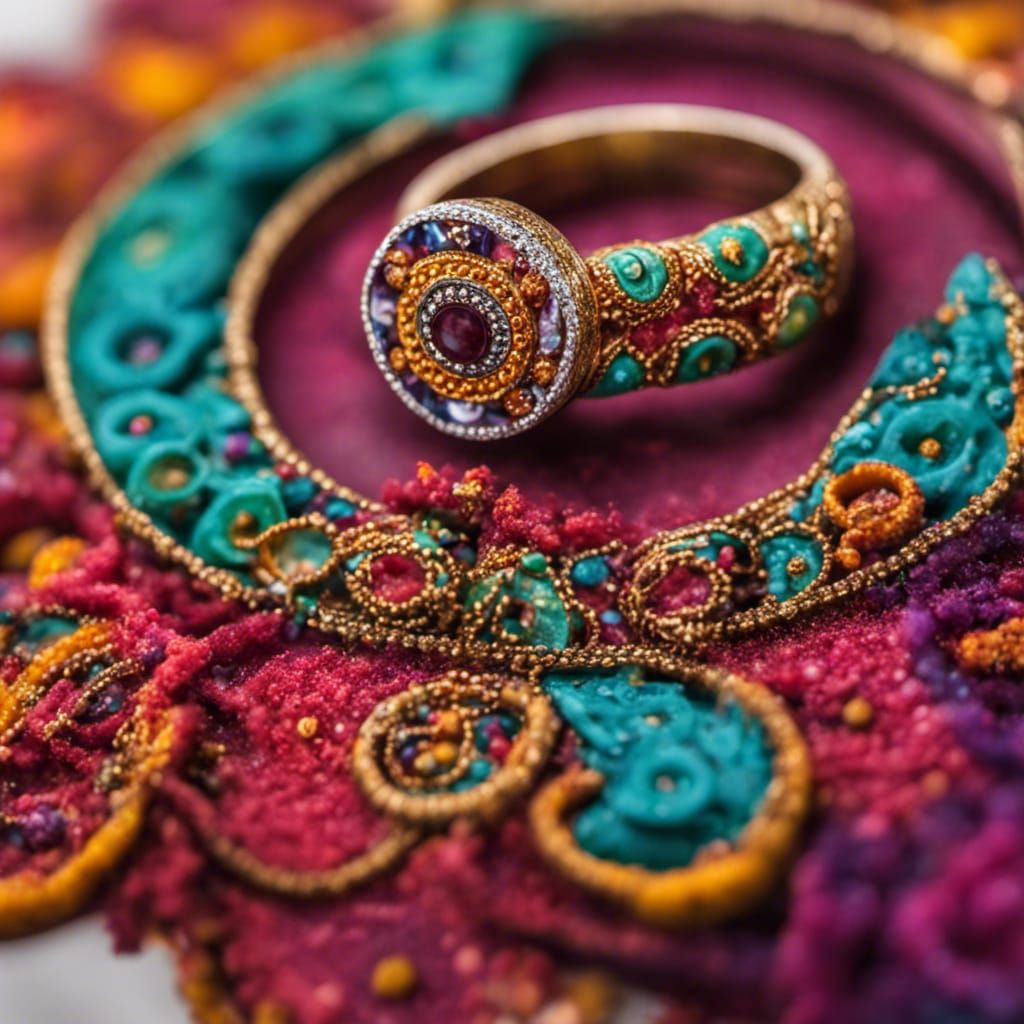 Macro Photograph of a Rangoli Art Ring Sculpture