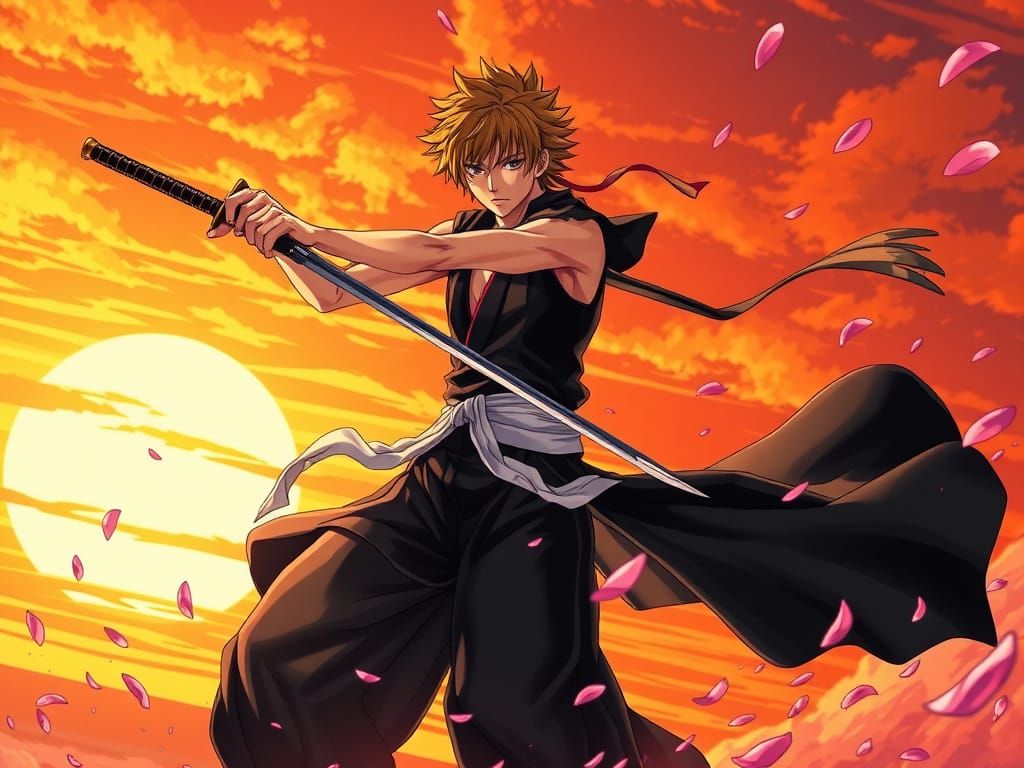 Shinigami Hero Ichigo Kurosaki in Epic Battle Pose