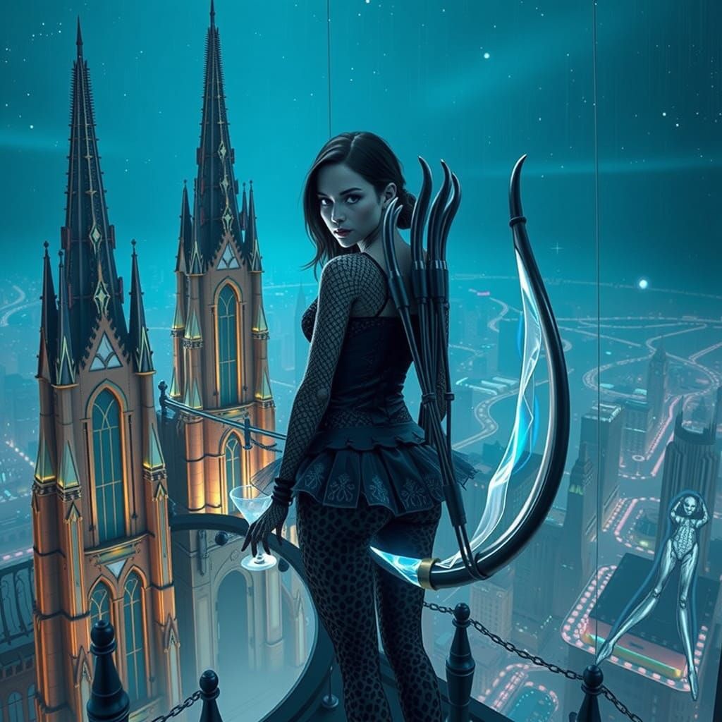 Cyberpunk Pianococktail Bar Scene in a Futuristic Metropolis