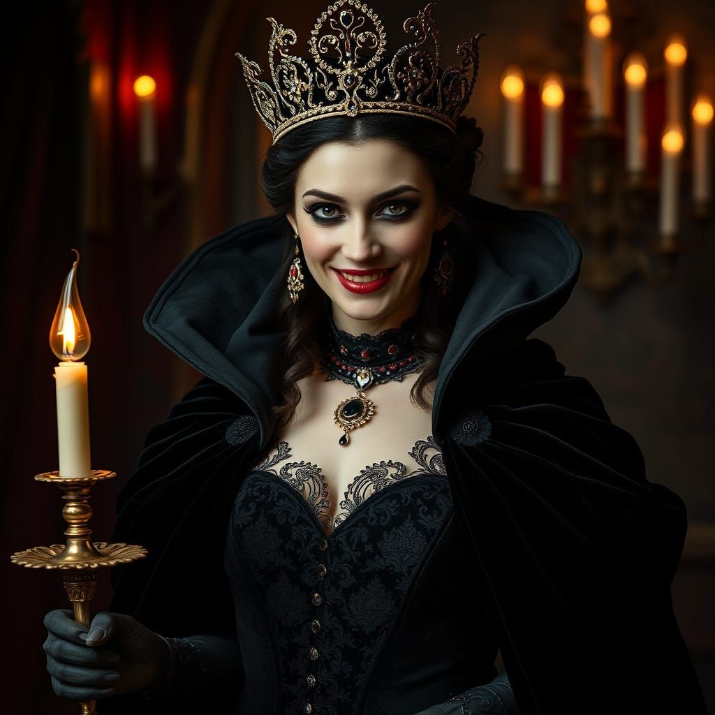 Ethereal Vampire Queen in Dark, Ornate Regalia