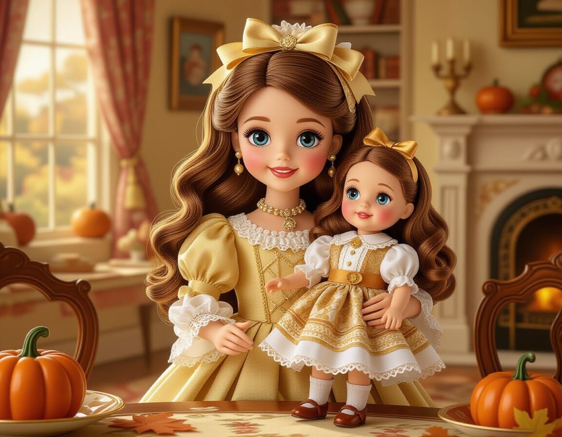 Victorian Barbie Thanksgiving in Anime Style