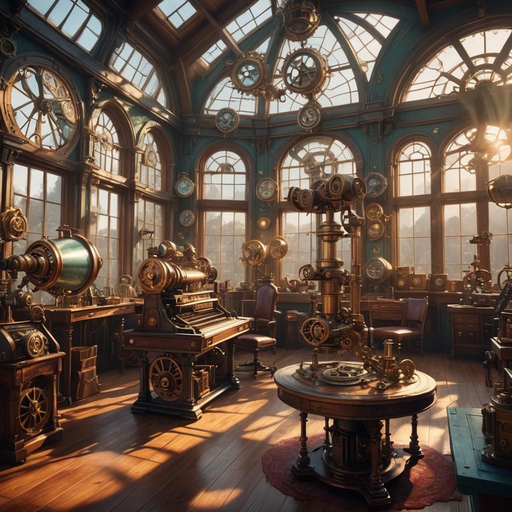 Steampunk Conservatory with Telescope and Gallery