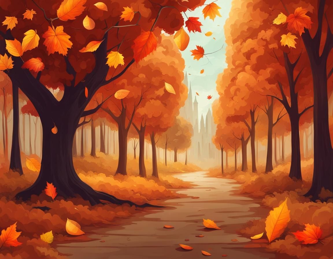 Autumn Scene in Byzantine Art Style