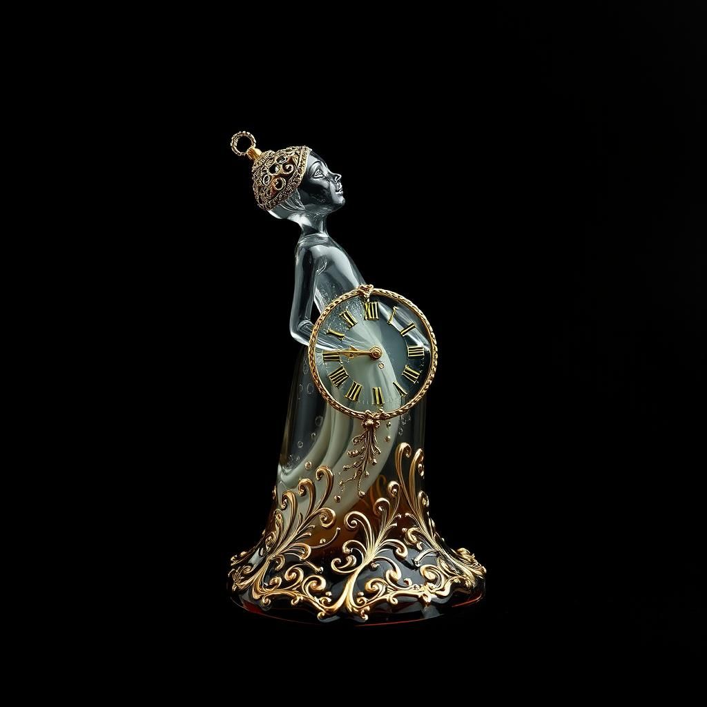 Melting Enameled Glass Figurine in Surrealist Style