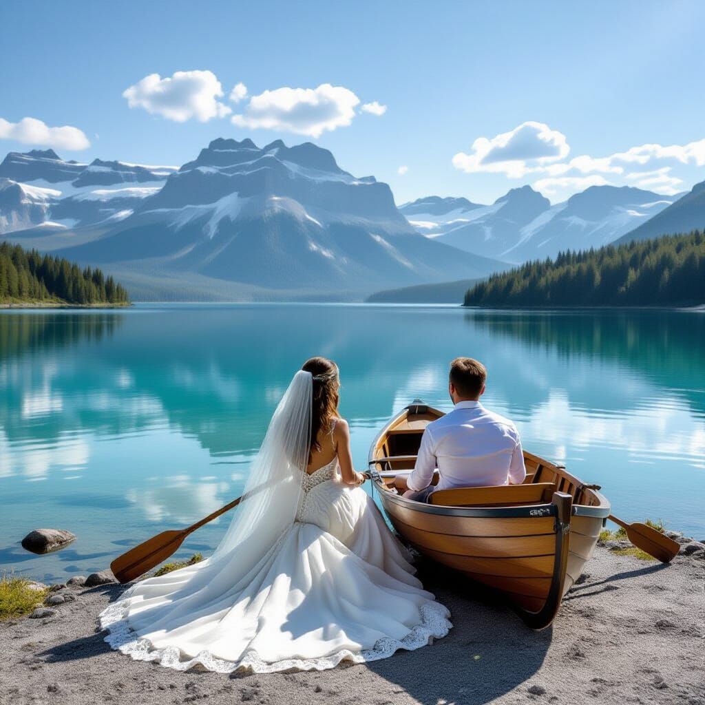 Woman Covered in Milk on Lake Shore, Digital Art