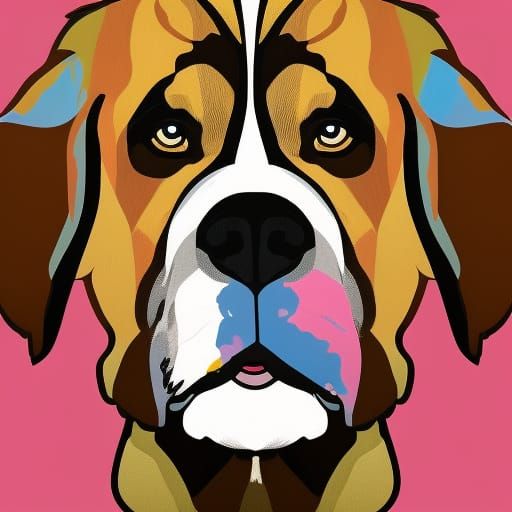 Saint Bernard in Geometric Bauhaus Pop Art