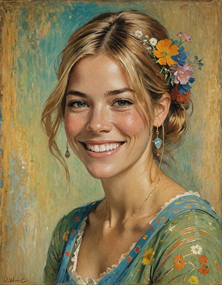Sienna Miller Pastel Portrait in Romantic Style