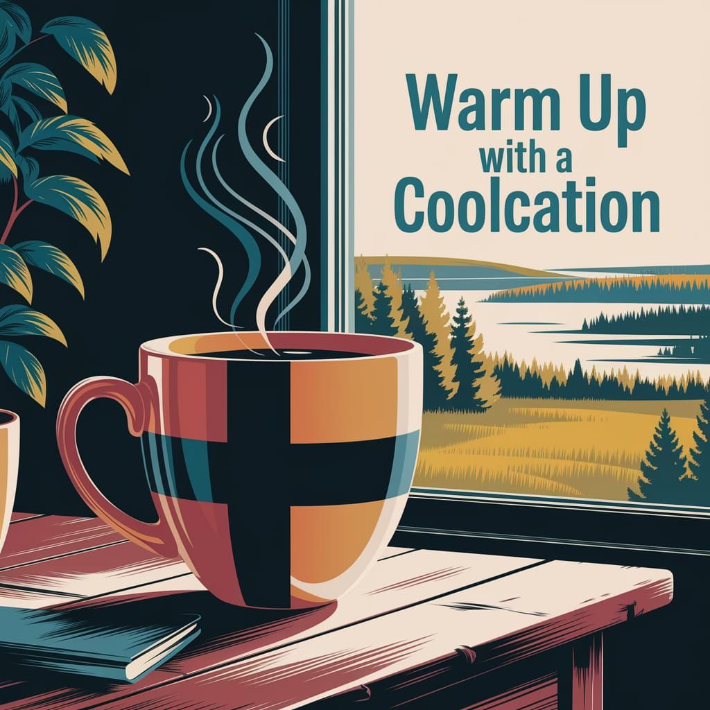 Finnish Flag Coffee Mug in Nordic Landscape