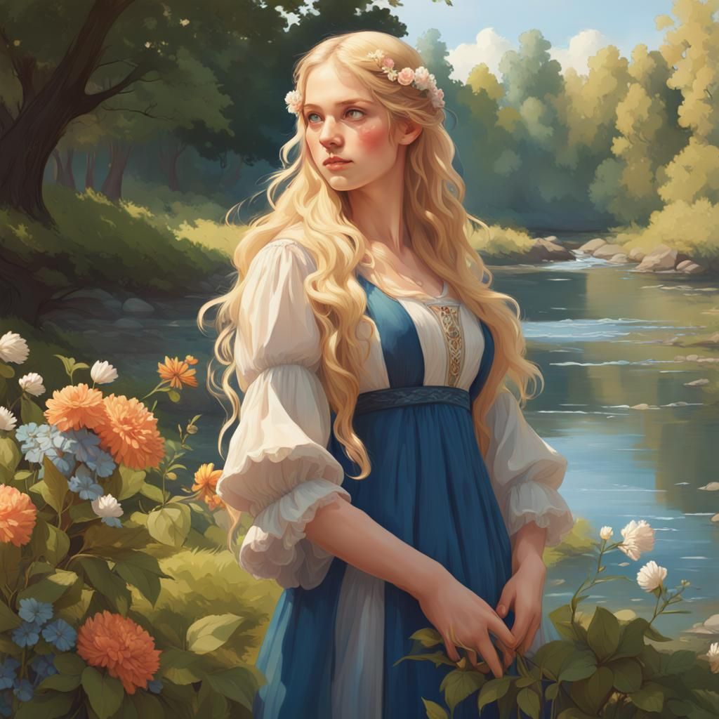 Cottagecore German Farm Girl in Tudor Style