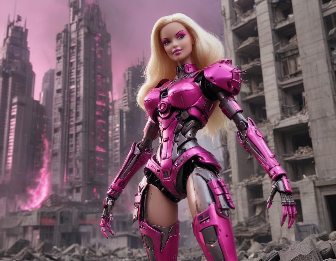 Futuristic Mecha Barbie Melts Concrete