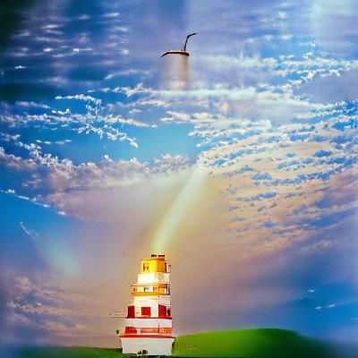 Lighthouse in Countryside: Kodak Ektar Style