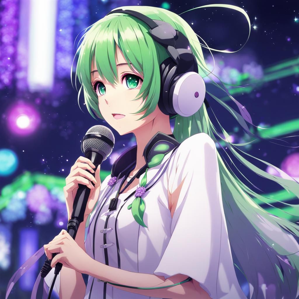 Green-Haired Vocaloid Girl in Anime Style