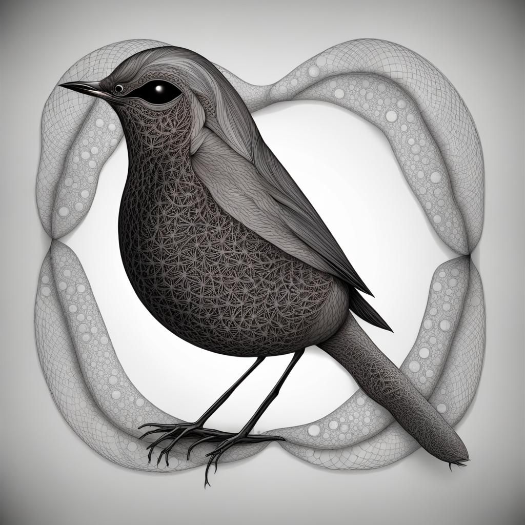 Lace Robin with Abstract Fractal Design