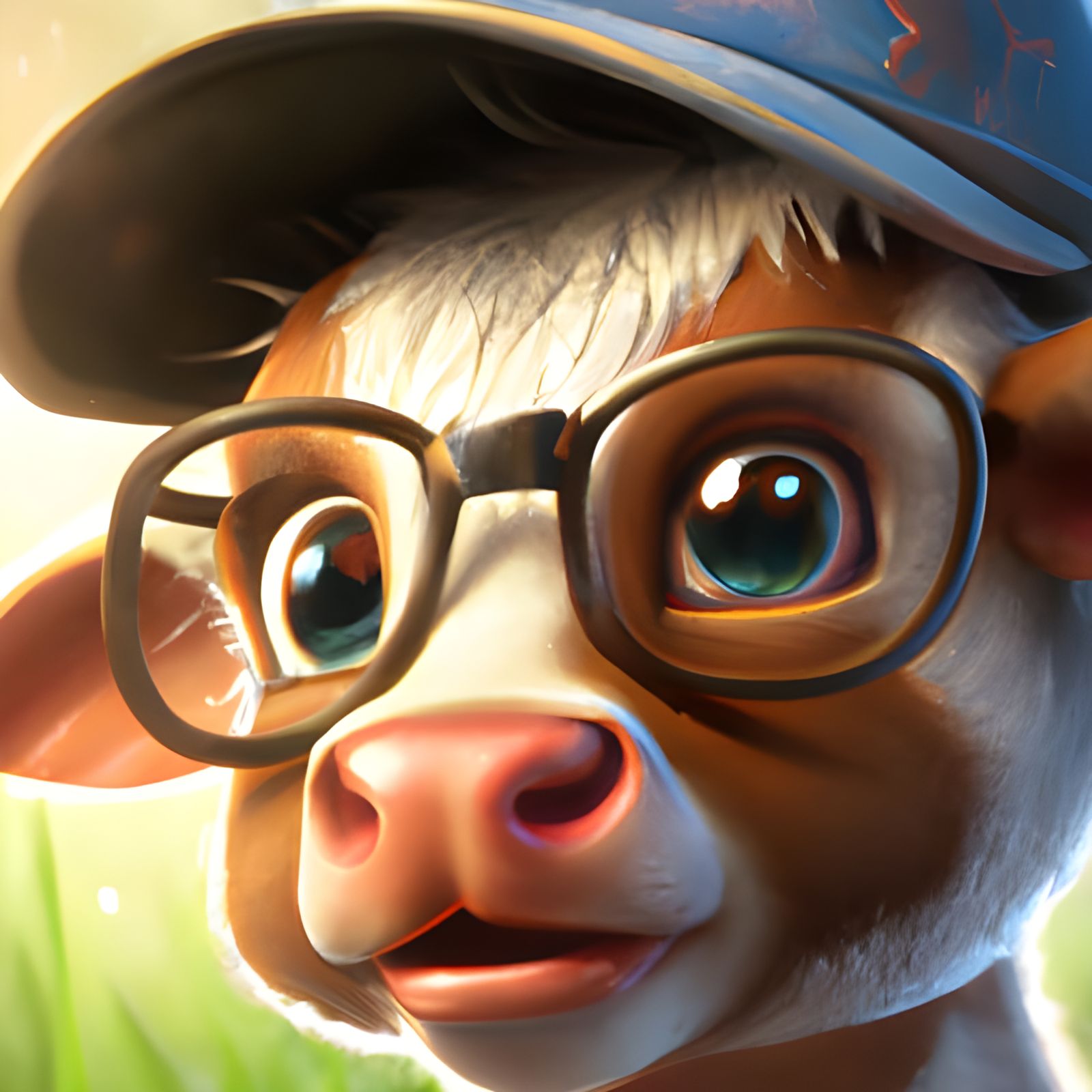 Adorable Boy Cow Portrait in 3D Matte Painting