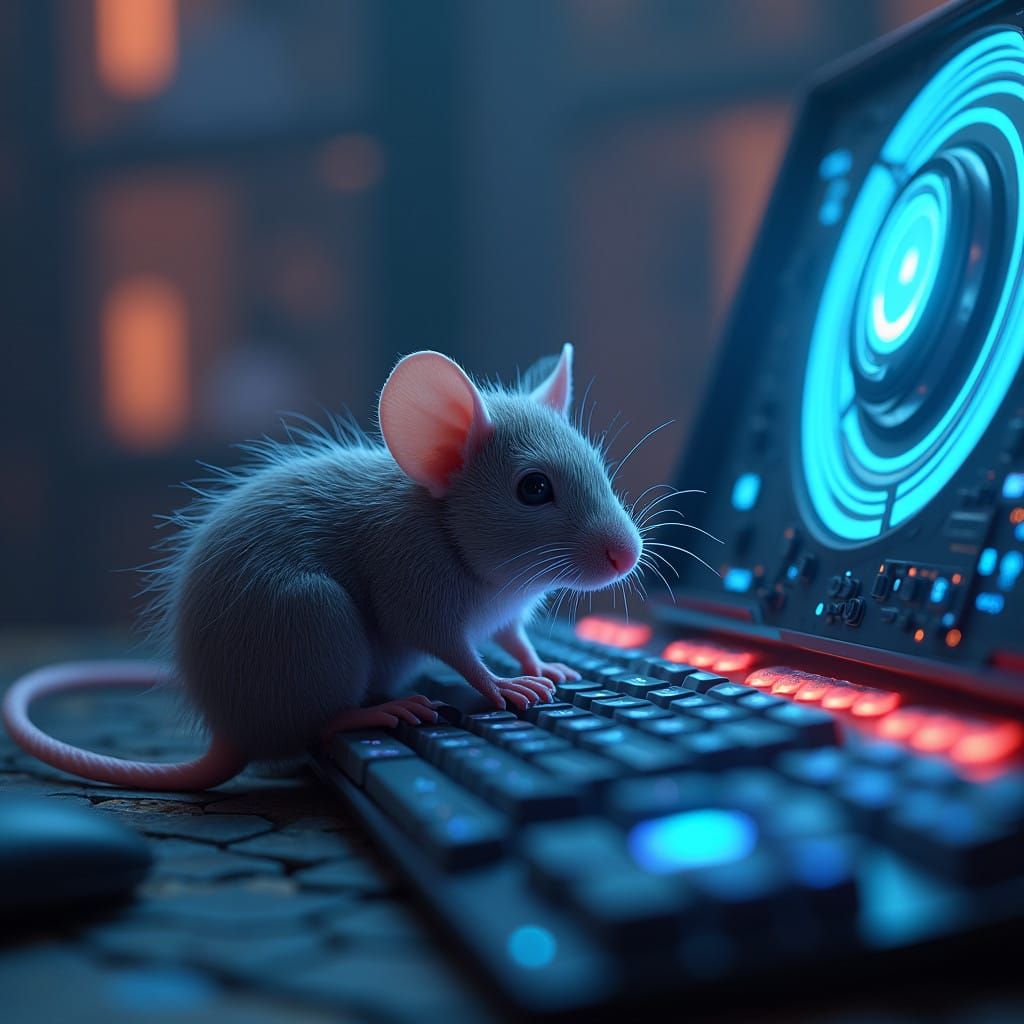 Whimsical Mouse Connects to Futuristic Terminal