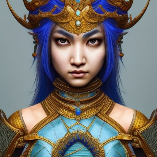 Asian Female Warrior Portrait in Fantasy Art Style