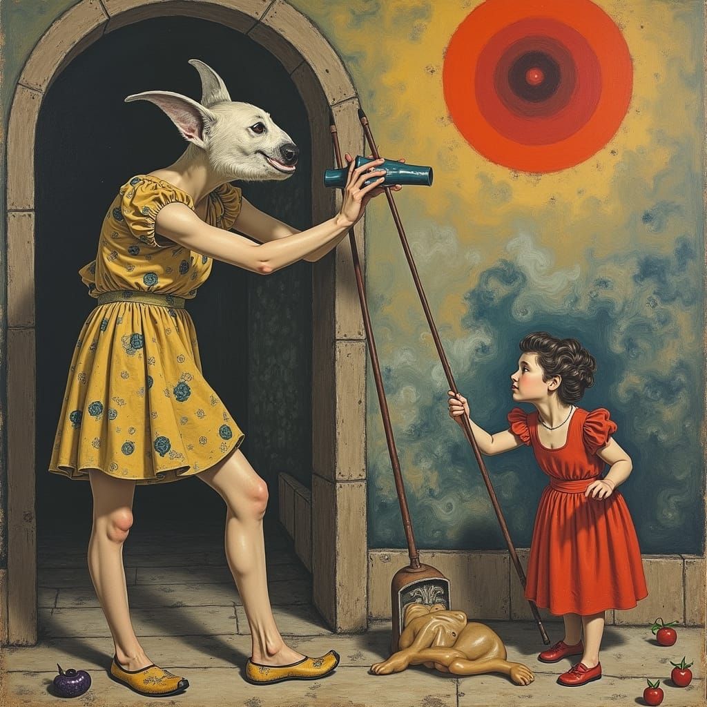 Surreal Rescue Painting in Loy and Marinetti Style