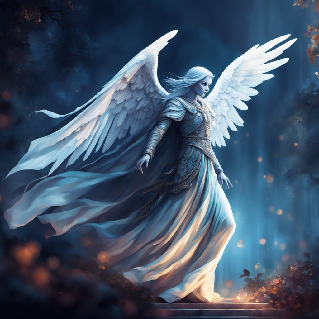 Ethereal Angel of Death in Twilight Splendor