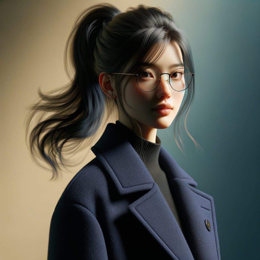 Hyperrealistic Portrait of a Refined Female Student