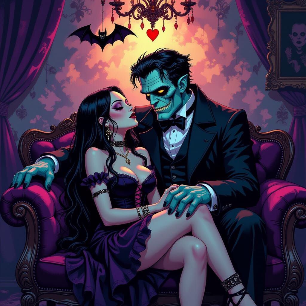 Gothic Romance: Frankenstein's Monster and Lover in Dark Fan...