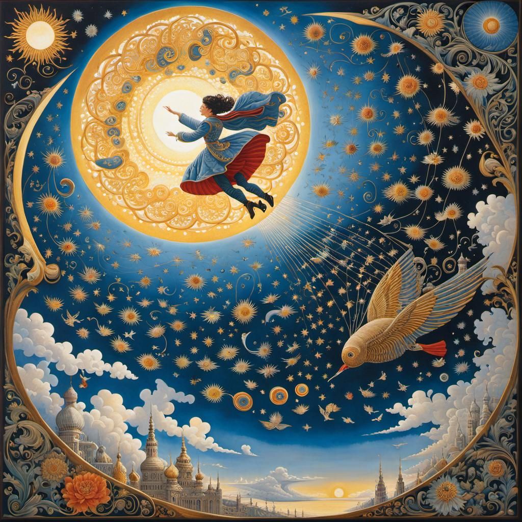 Surreal Jigsaw Parachuter Backlit by the Sun