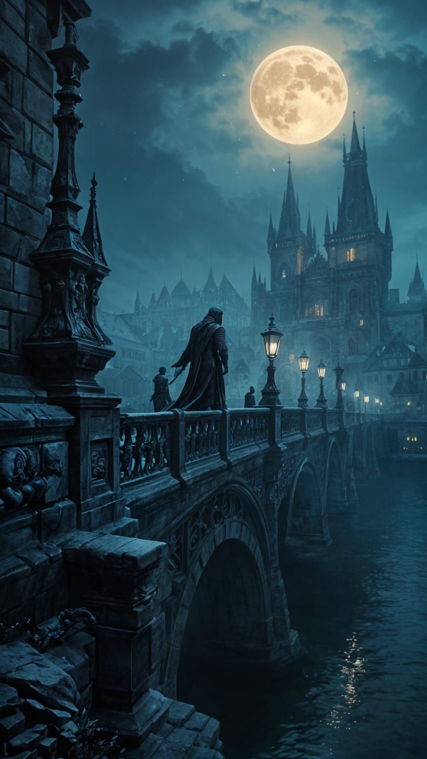 Death in Dark Robes on Prague's Charles Bridge