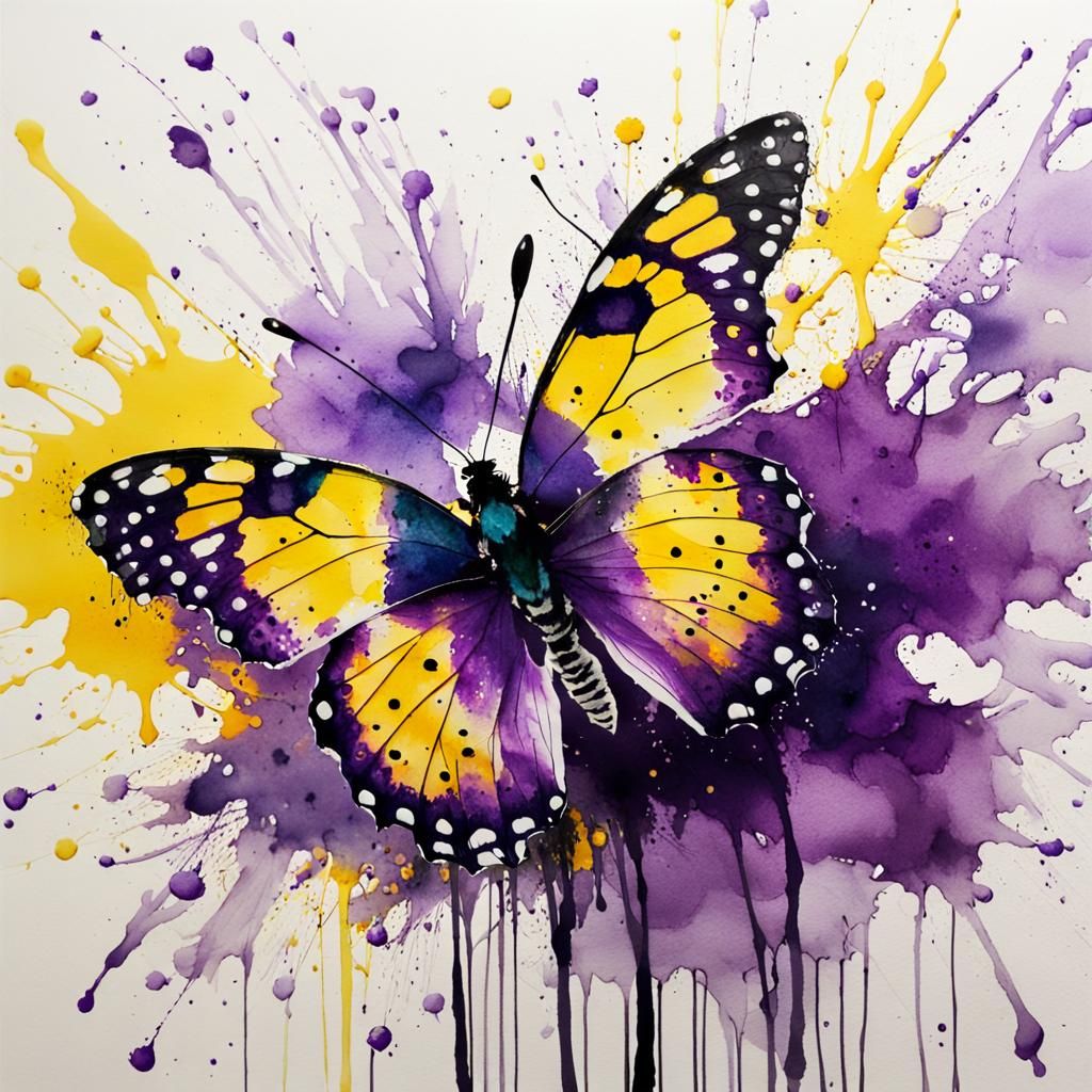Vibrant Butterfly in a Sea of Colourful Splashes