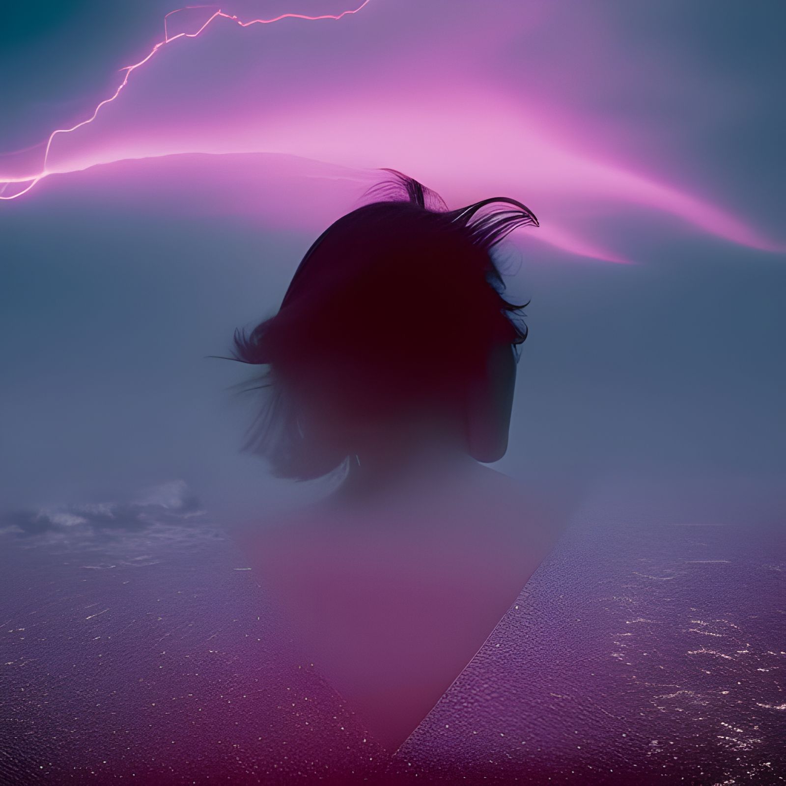 Modern Pool in Synthwave Style with Red Lightning