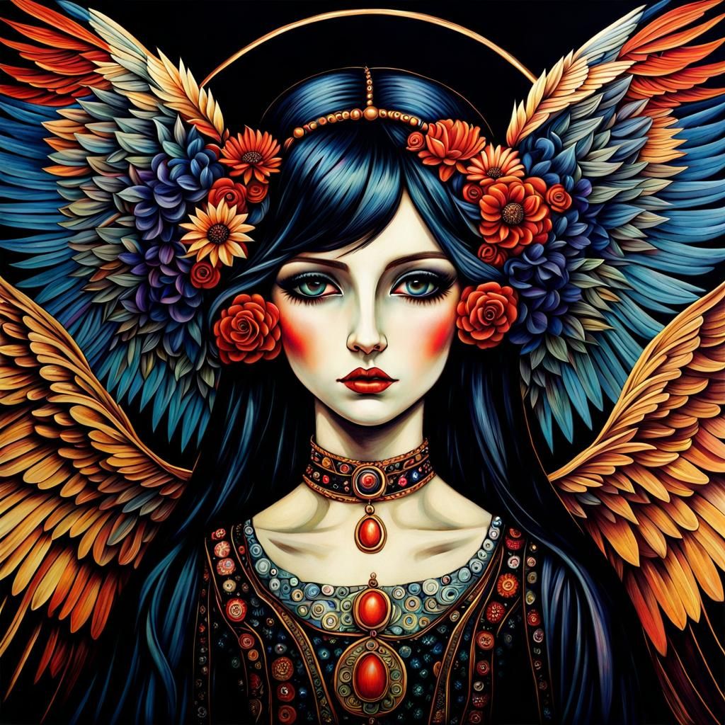 Gothic Emo Angel Vampire Witch: Vivid and Luminous