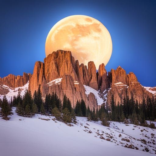 moonrise over  mountain.