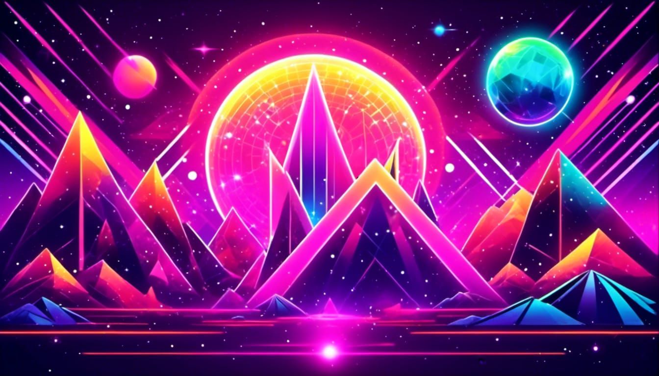 Vibrant 80s Disco Scene in Retro Neon Style