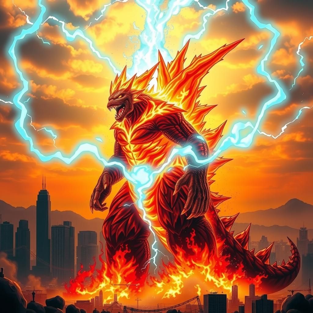 Fiery Godzilla in Super Saiyan 3 Form