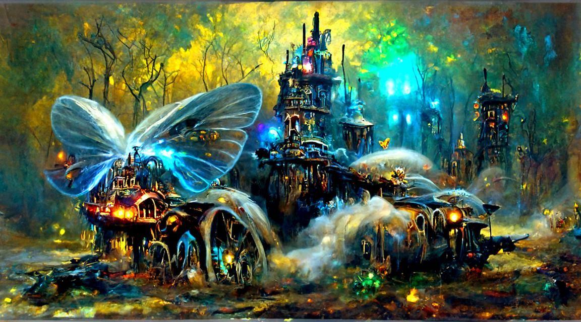 Surreal Fairy Punk Wonderland: An Oil Painting