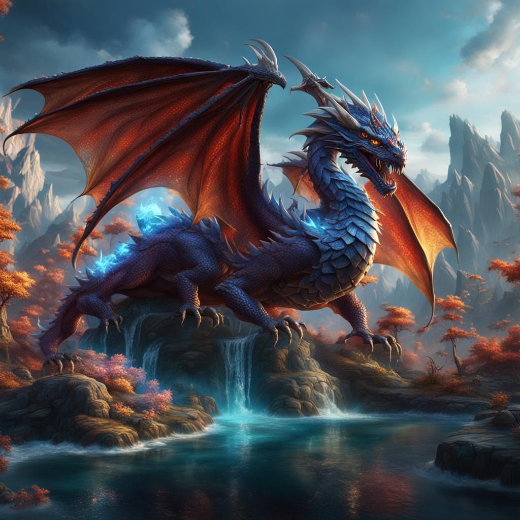 Detailed Crystal Dragon Concept Art in 8k