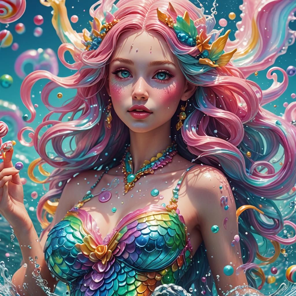Fairy Mermaid Hybrid in Candy Art Seawater