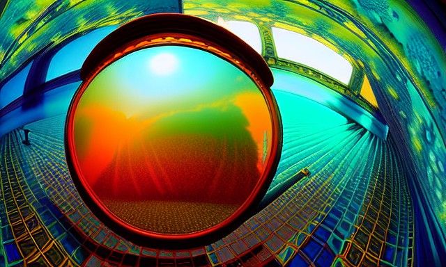 Solarpunk Baroque Acrylic Art with Triadic Colors