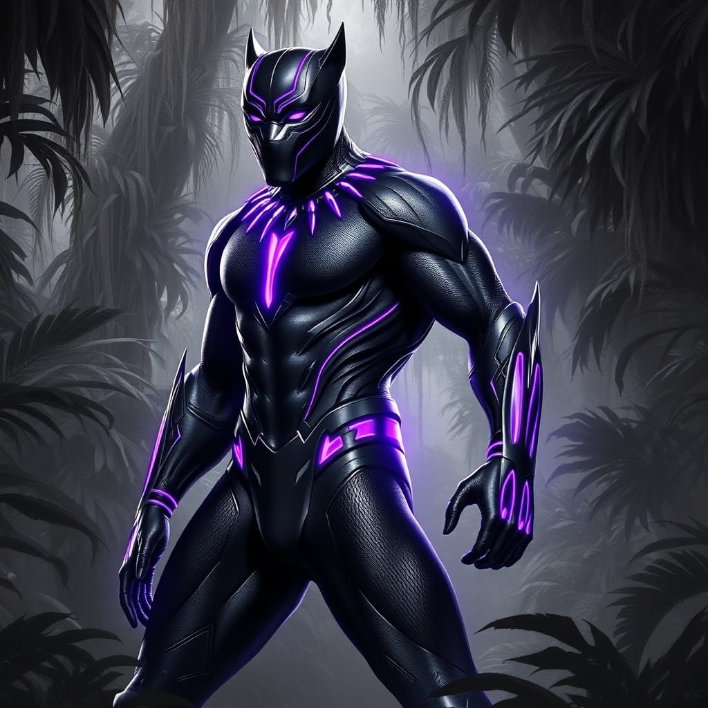 Black Panther in Wakanda: Hyperrealistic Pencil Sketch