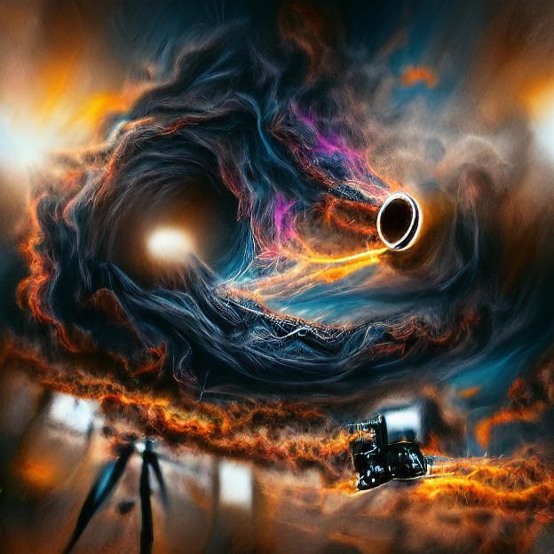Detailed Digital Painting of Spinning Black Hole
