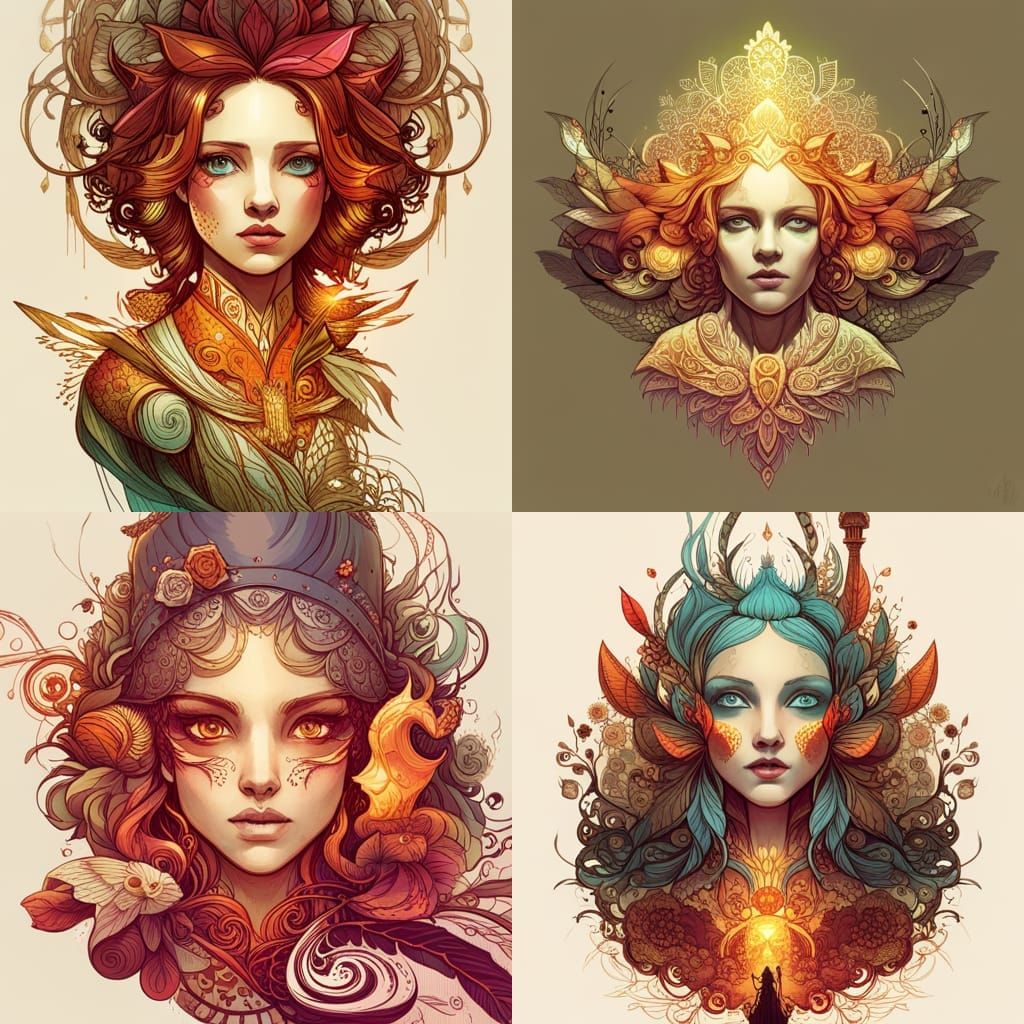 Android with Luminous Colors and Golden Outlines