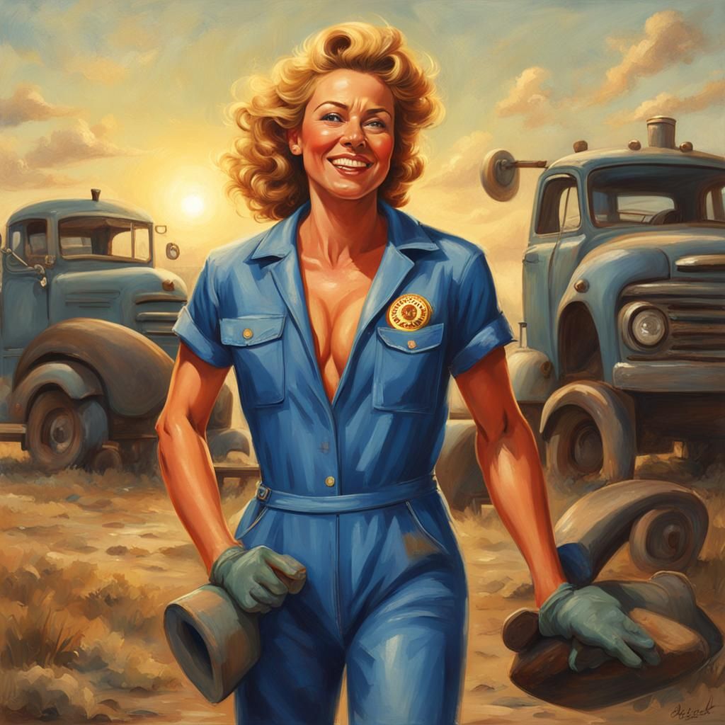 Vintage Oil Painting Pin-Up of a Woman