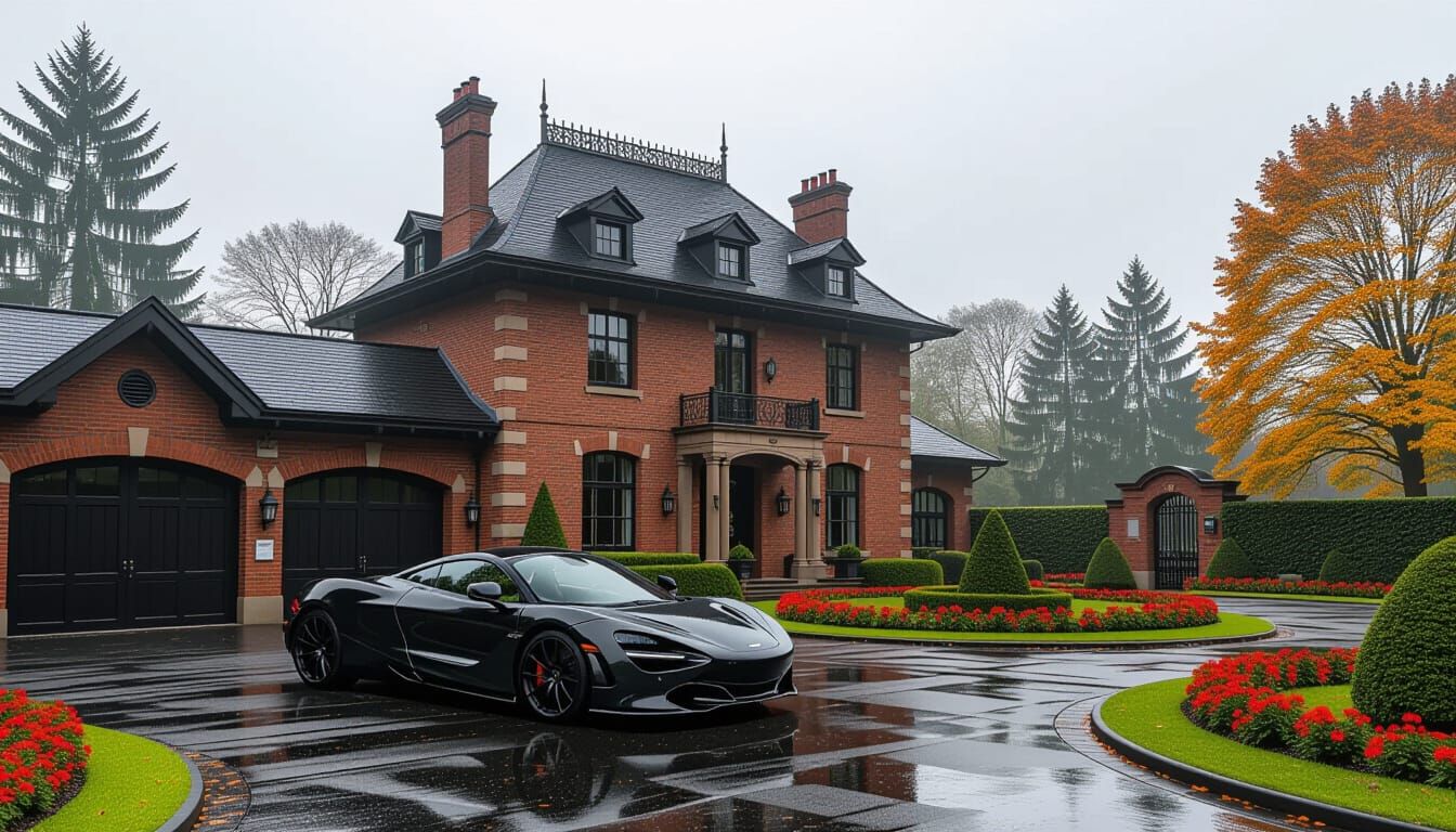 Victorian Chateau with McLaren in Misty Autumn