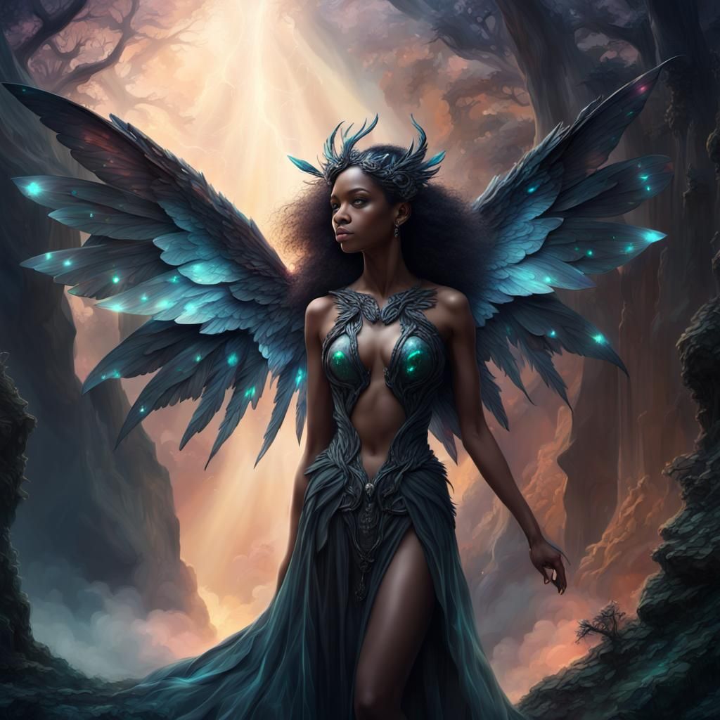 Opal Fairy with Wings, Digital Matte Painting