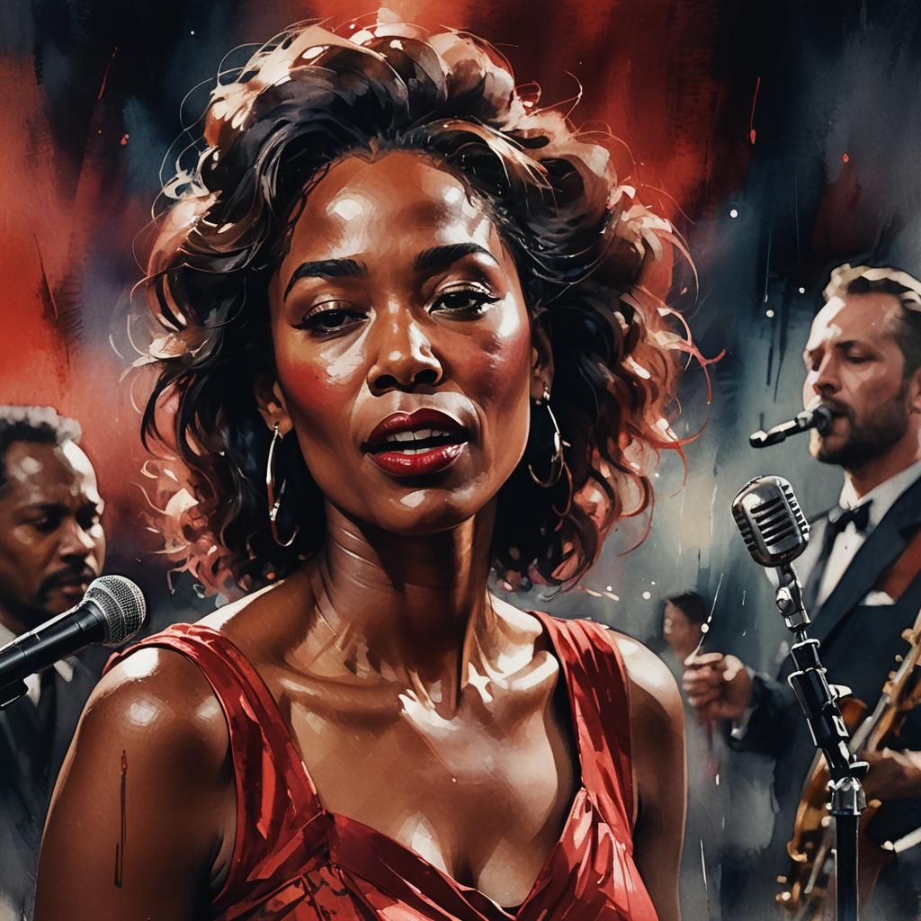 Jazz Singer on Ship: Art Deco Illustration