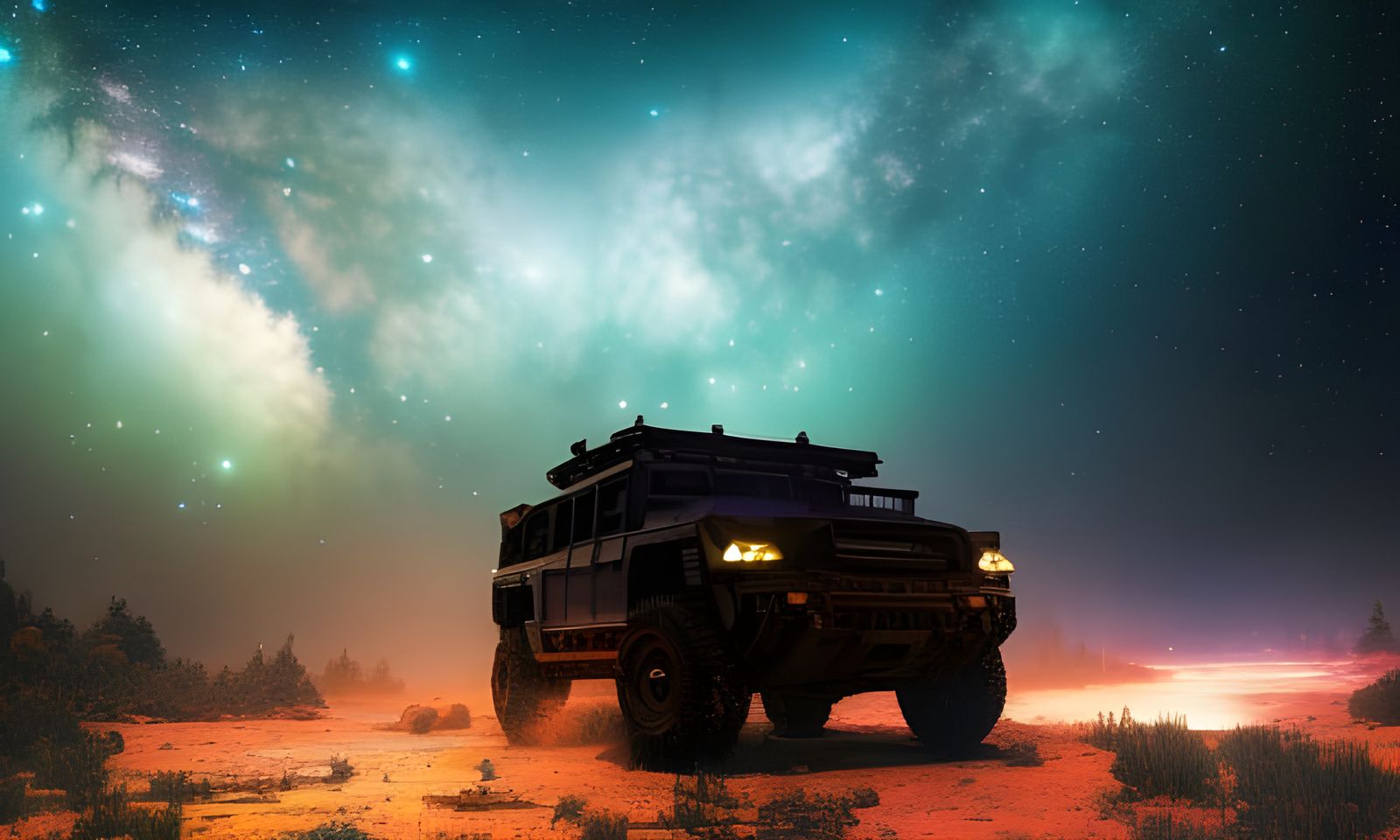 Starry Lagoon Silhouette in Hyperdetailed Fantasy Art