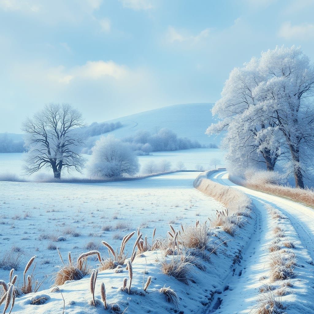 Mystical Celtic Winter Landscape as Detailed Painting