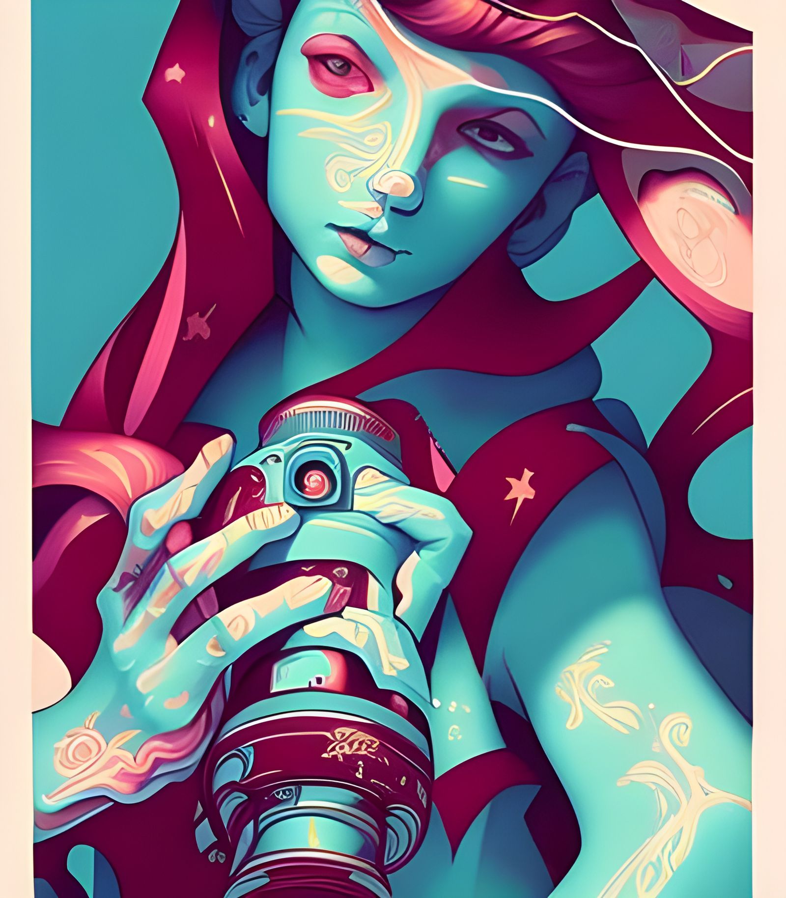 Camera Parts Poster in Street Art Style