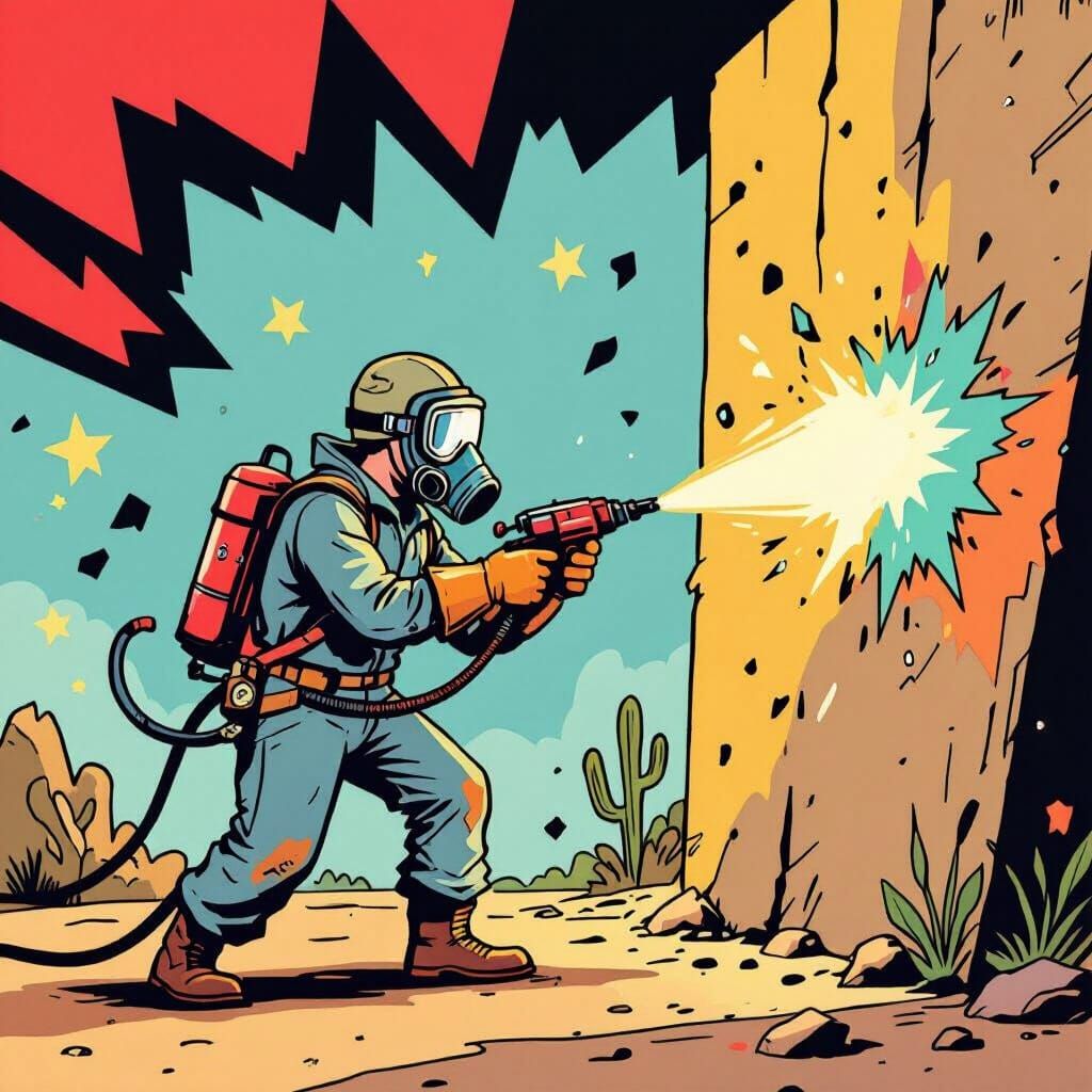 Sandblasting in Looney Tunes Cartoon Style