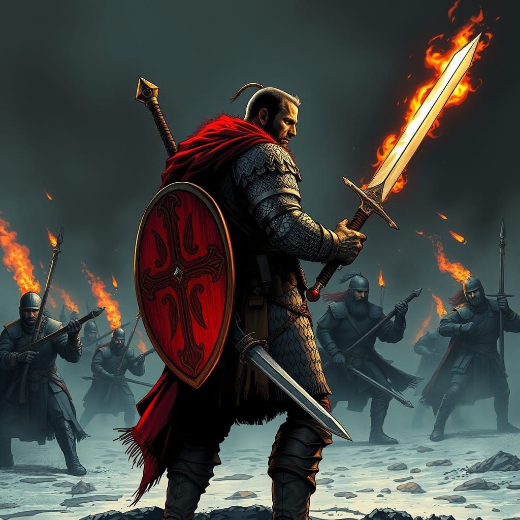 Russian Hero in Comic Book Art Style