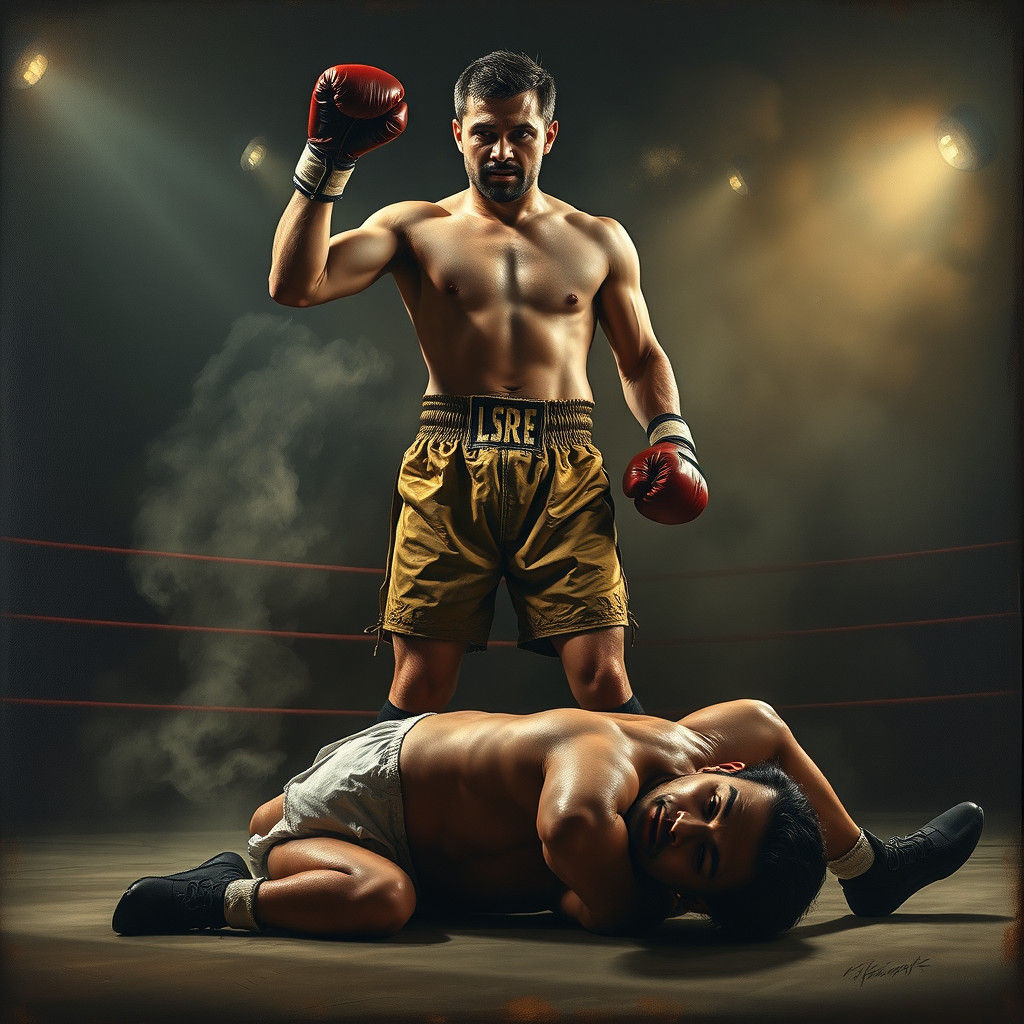 Victorious Boxer Emerges from Vintage Arena